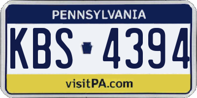 PA license plate KBS4394