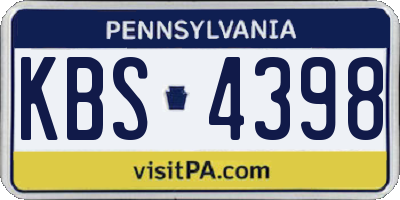 PA license plate KBS4398