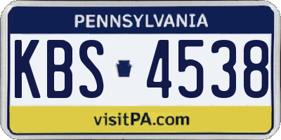PA license plate KBS4538