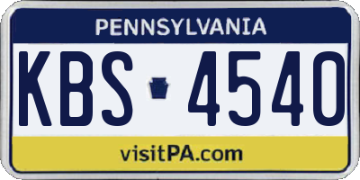PA license plate KBS4540