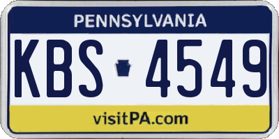 PA license plate KBS4549