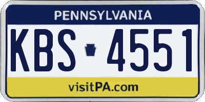 PA license plate KBS4551