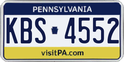PA license plate KBS4552