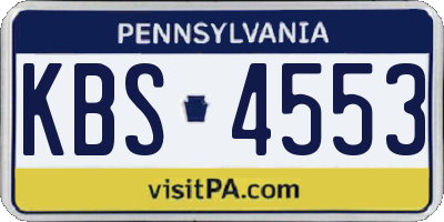 PA license plate KBS4553