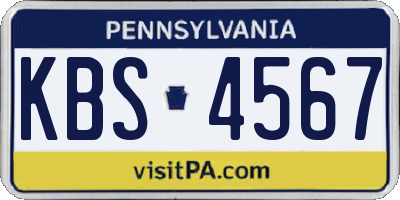 PA license plate KBS4567
