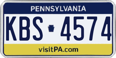 PA license plate KBS4574