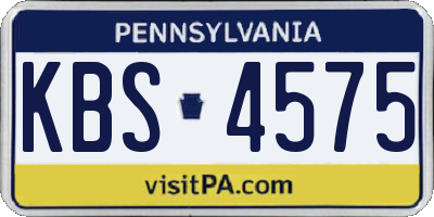 PA license plate KBS4575