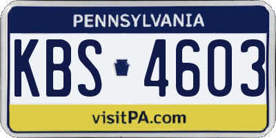 PA license plate KBS4603