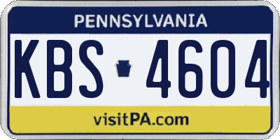 PA license plate KBS4604
