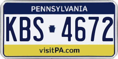 PA license plate KBS4672