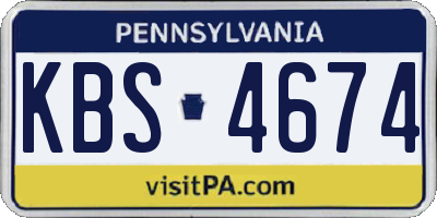PA license plate KBS4674