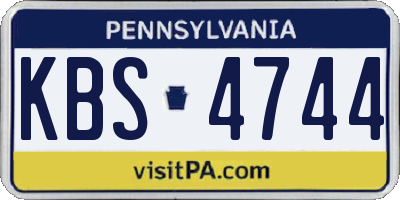 PA license plate KBS4744