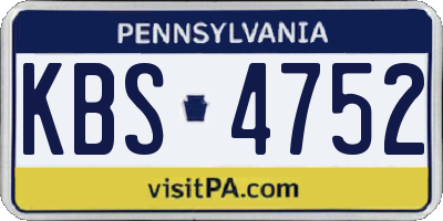 PA license plate KBS4752