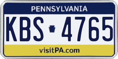 PA license plate KBS4765