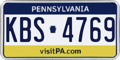 PA license plate KBS4769