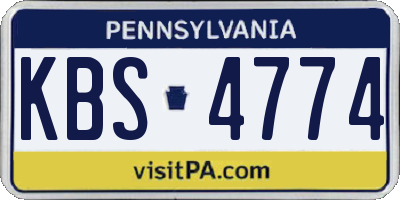 PA license plate KBS4774