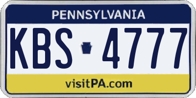 PA license plate KBS4777