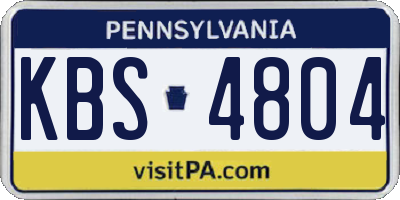 PA license plate KBS4804