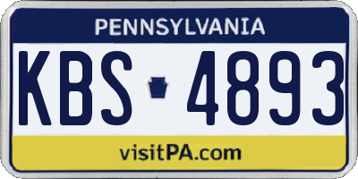 PA license plate KBS4893