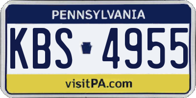 PA license plate KBS4955
