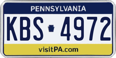 PA license plate KBS4972