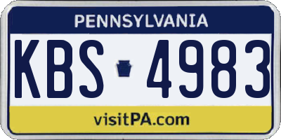 PA license plate KBS4983