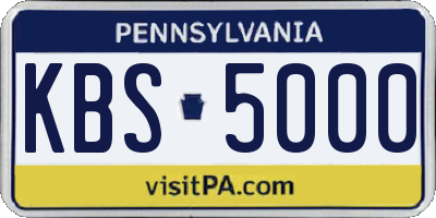 PA license plate KBS5000