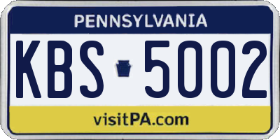 PA license plate KBS5002