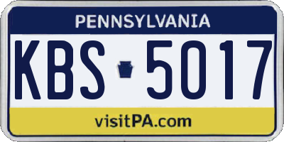 PA license plate KBS5017