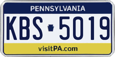 PA license plate KBS5019