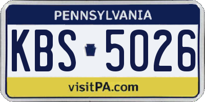 PA license plate KBS5026