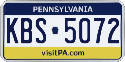 PA license plate KBS5072