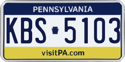 PA license plate KBS5103