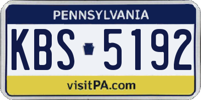 PA license plate KBS5192