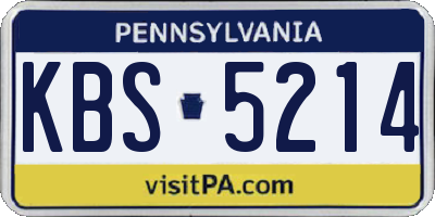 PA license plate KBS5214