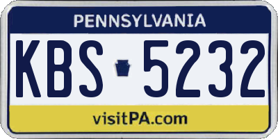 PA license plate KBS5232
