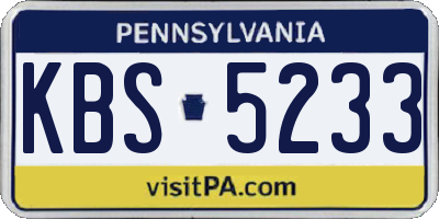 PA license plate KBS5233