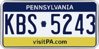 PA license plate KBS5243