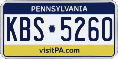 PA license plate KBS5260