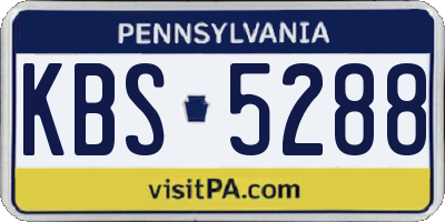 PA license plate KBS5288