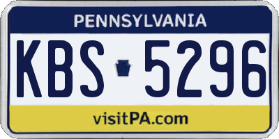 PA license plate KBS5296
