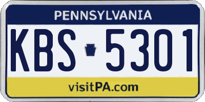 PA license plate KBS5301