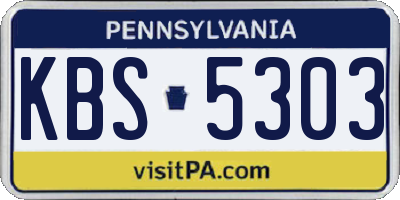 PA license plate KBS5303