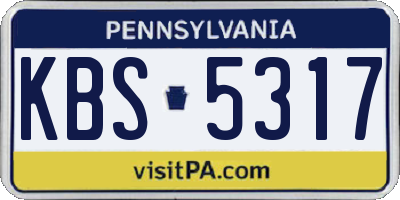 PA license plate KBS5317