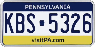 PA license plate KBS5326