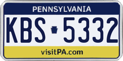 PA license plate KBS5332