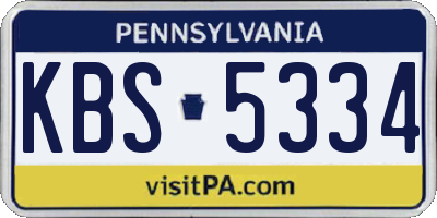 PA license plate KBS5334