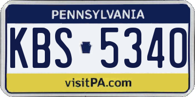 PA license plate KBS5340