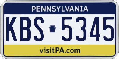 PA license plate KBS5345