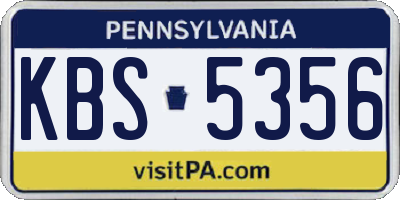 PA license plate KBS5356